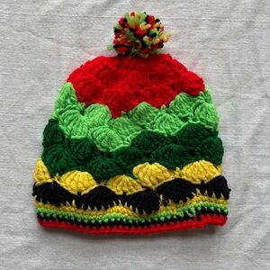 Rasta Bob Marley Style Handmade Crochet Pom Beanie